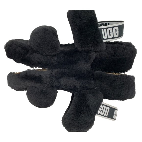 UGG Womens Fluff Oh Yeah Slide Slippers Sherpa Black Size 8 EUC $120 6806 Sling - Picture 6 of 12